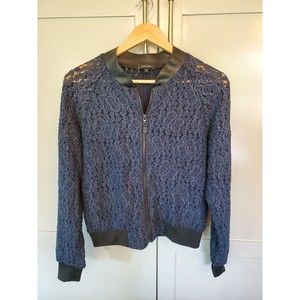 Stella & Dot Lace Zip Up Bomber Jacket-SZ M